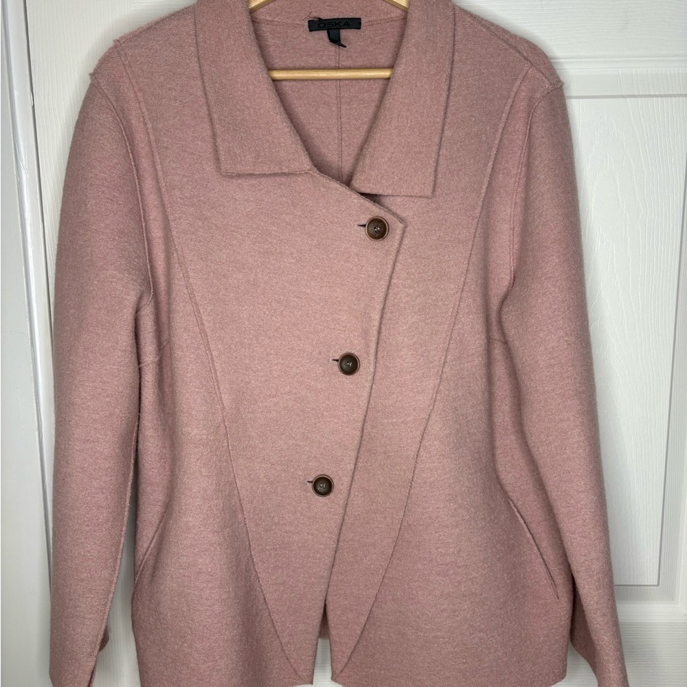 Oska boiled wool peacoat in dusty rose